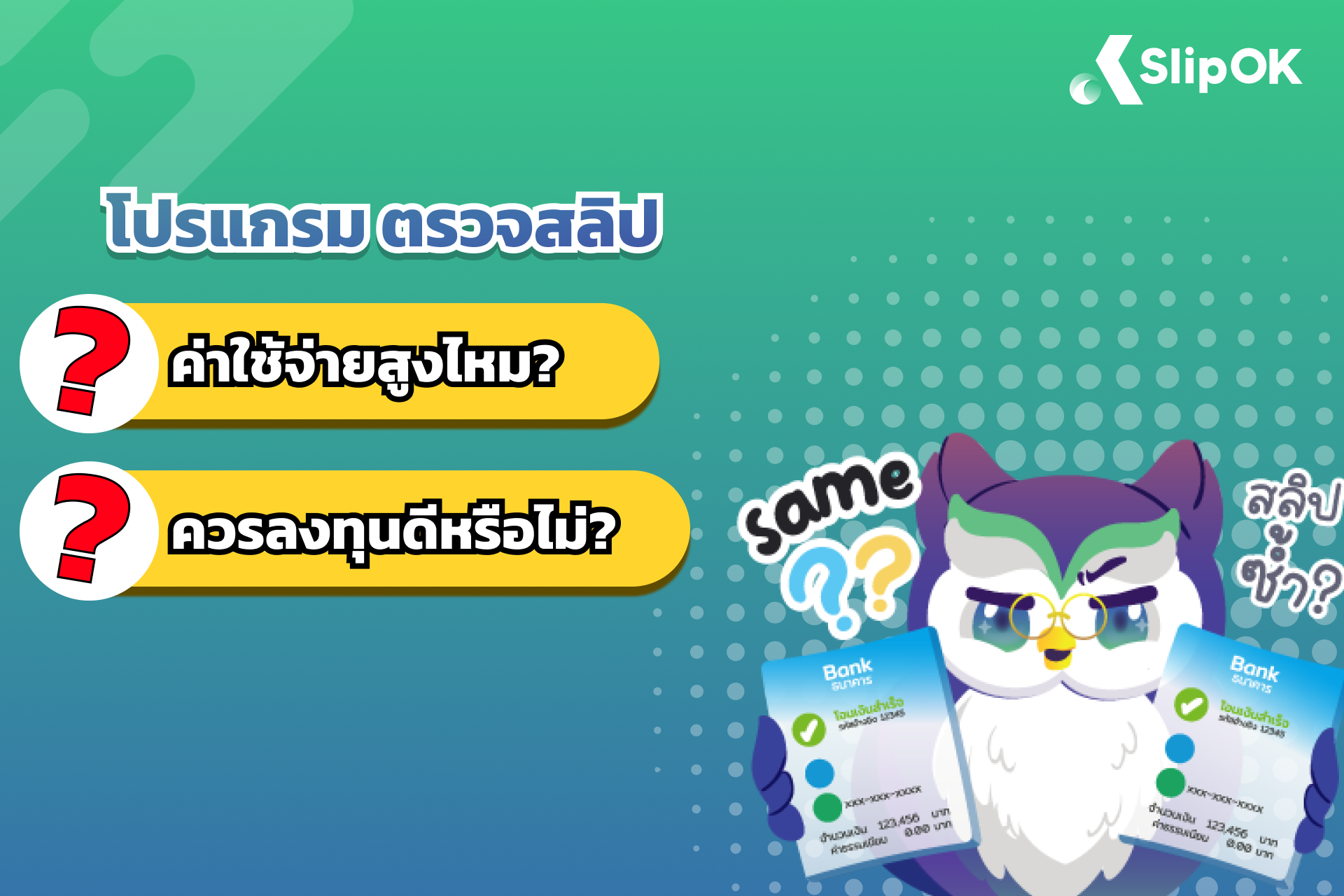 โปรแกรม ตรวจสลิป ค่าใช้จ่ายสูงไหม? ควรลงทุนดีหรือไม่?