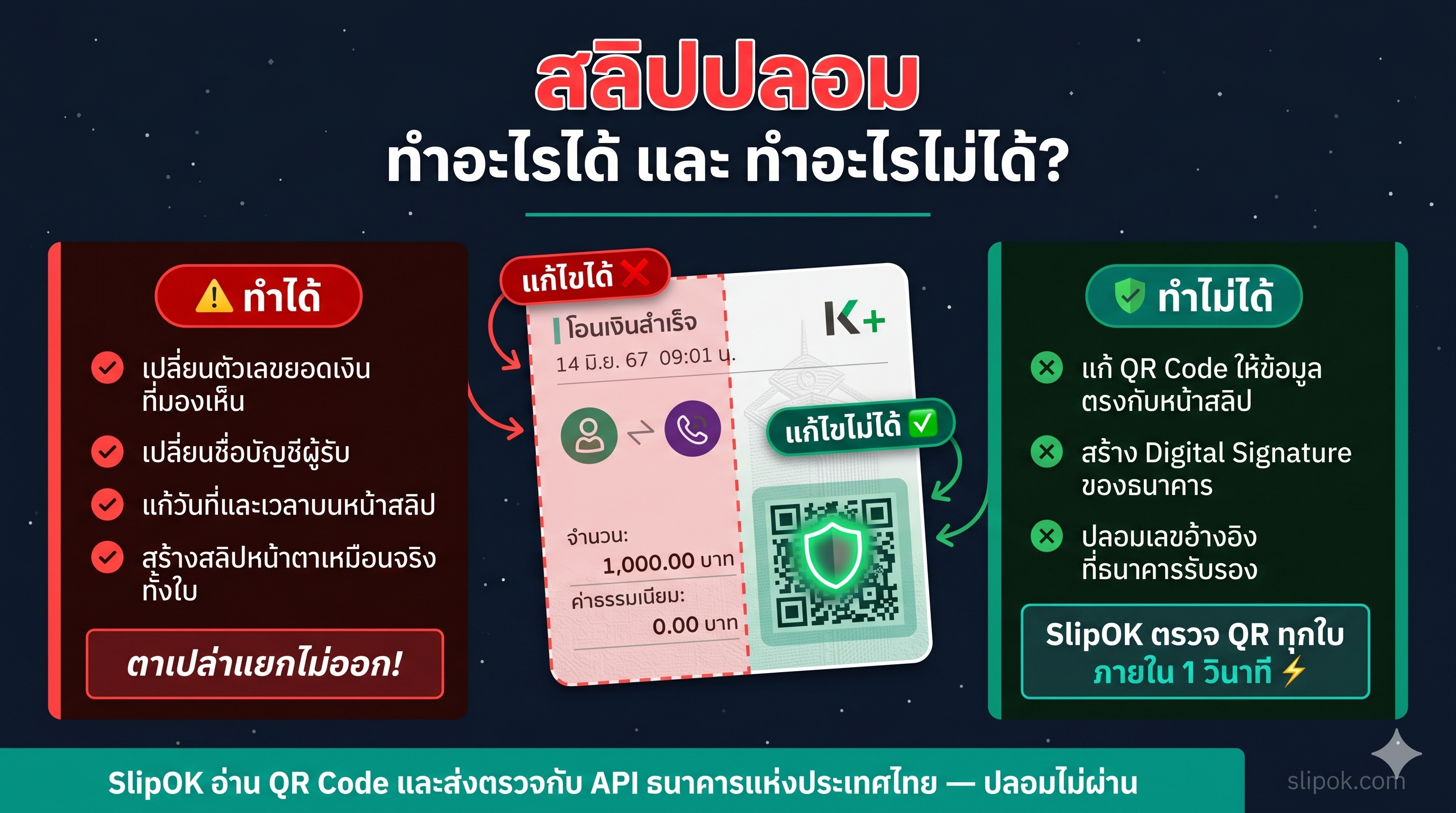 ตรวจสลิป สลิปปลอมทำอะไรได้บ้าง