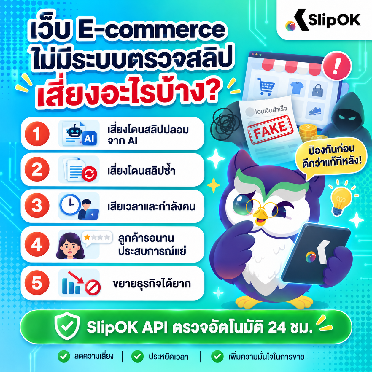 ความเสี่ยงที่เว็บ E-commerce ต้องเจอ หากไม่มีระบบ ตรวจสลิป